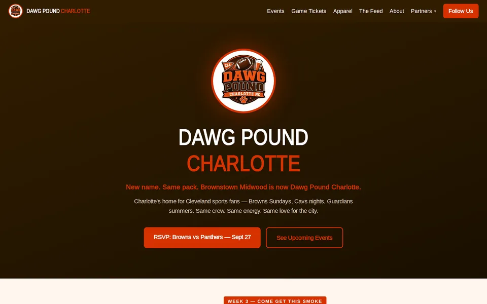 The Dawg Pound Charlotte site as it is live today.