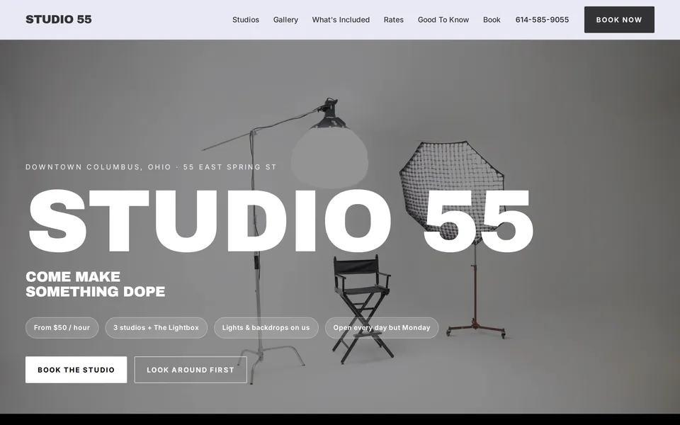 The Studio 55 site as it is live today.